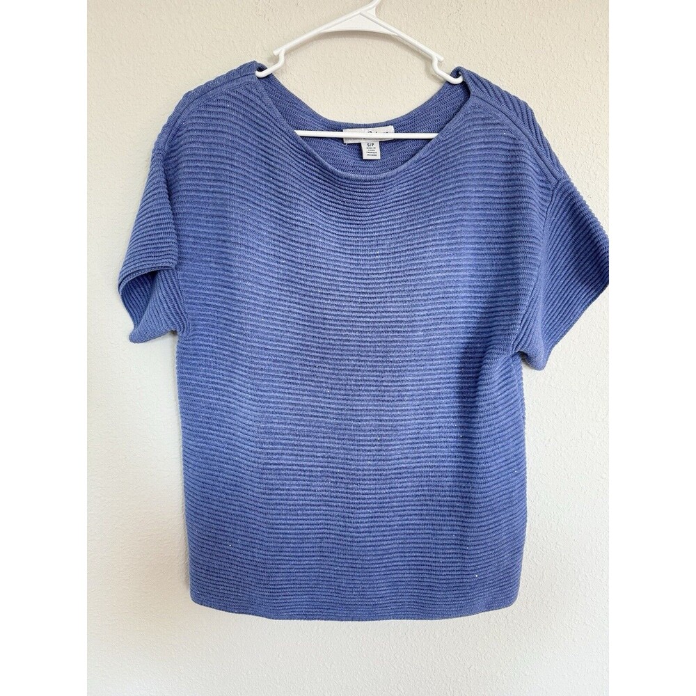 Tommy Bahama Top Sweater Womens Small Purple Sequin Knit Short Sleeve Casual